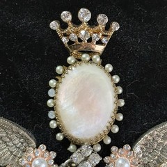 Framed Rhinestone & Faux Pearl Angel Jewelry Collage Wall Decor Art