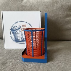 NY Knicks Trash Can Mini Trash Can – Basketball Gift Blue Orange Trash Can Hoop