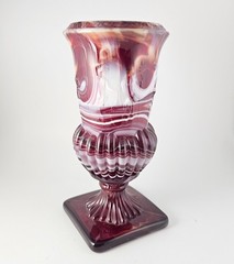 Imperial Glass Red & White Slag Dancing Ladies Neoclassical Nymphs Footed Vase