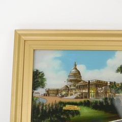 Antique US Capitol Reverse Painting on Glass Mother of Pearl Dunham Specialty NY