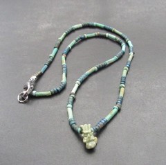 NILE Ancient Egyptian Bes Amulet Mummy Bead Necklace ca 300 BC