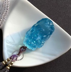 Natural Beautiful Blue Aquamarine Quartz Crystal Pendant