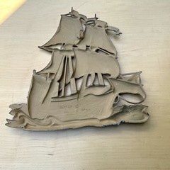 Vintage Metal Sail Ship Boat Sexton Wall Art Nautical / Pirate / Sea Decor