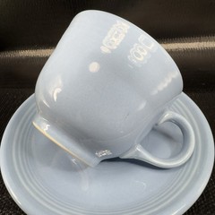 Fiestaware USA Pottery Periwinkle Blue Teacup And Saucer Set Stoneware Vintage