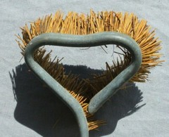 2 vintage heart shaped brushes with wooden handles for crafts or display COUNTRY