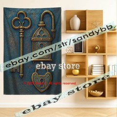 Gothic keys wall tapestry vintage art mystery 39X59 in