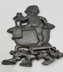 Vintage Sexton Cast Metal Bathroom Wall Art Bare Bottom KIds – Set of Two