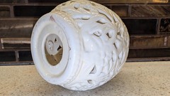 Unbranded White Reticulated Ceramic Egg-Shaped Candle Cover and Scent Diffuser