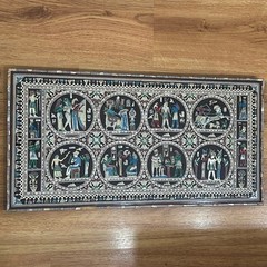 Vintage Egyptian Inlaid Mosaic Panel – Mythological Scenes Wall Art Decor