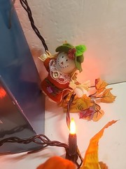 Boxed Lighted Harvest Garland Scarecrows Sunflowers Orange Light Set W/ Box Avon