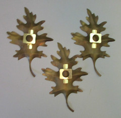 3 VTG Home Interiors Homco Brass Oak Leaves Wall Plaques Hangings Picture Accent