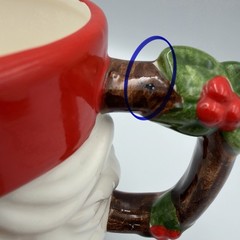 Set 2 Fitz And Floyd Classic Santa Christmas Mugs Vtg Holly & Branch Handle 1979
