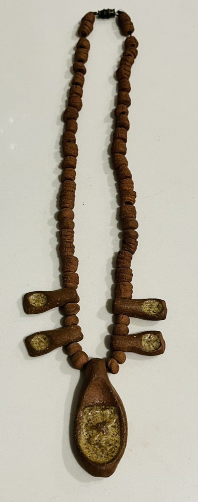 Pre Columbian, Pottery, Necklace, Pendant, Handmade Signed