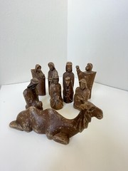 Carved Nativity Figures Modernists Wood Sculpture Mid Century Modern Mcm Era