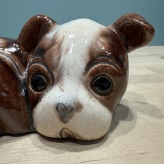 Vintage Lichten Ware Art Pottery Terrier Dog Figurine “Skipper” Hand Made in USA
