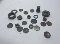 Metal Detector Finds Lot Brass? Copper? Washer Nuts Parts Pieces MK