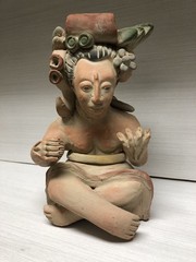 Antique Pre-Columbian Maya Mexican Red Clay Terracotta Pottery Figurine 9”