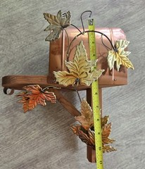 Vtg Shelf Mailbox Brass Copper Home Interior Wall Decor Vines Leaves 1970s