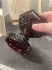 Avon 1876 Cape Cod Collection RUBY RED PEDESTAL Hurricane Lamp ORIGINAL BOX Pz