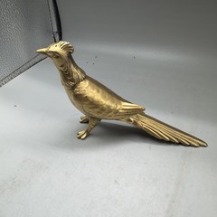 Rare Antique Vintage Metal Pheasant Bird Salt Pepper Shaker Patina Gold Tone USA