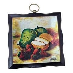 Vintage 1970’s Wood Fruit Wall Plaques HOMCO Home Interiors Set of 4 MCM Decor