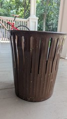 Vintage 1909 Erie Art Metal Co. Trash Waste Paper Basket Metal Slotted RARE