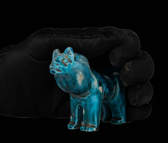 Authentic Ancient Egyptian Faience Lioness Statue Goddess Sekhmet Figurine BC