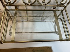 SET 2 Home Interiors Gold Wire Wall Shelf Glass Insert 9”X5”X7” Hollywood NOS