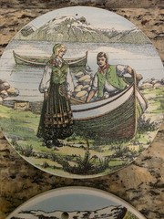 Vintage Norway Ceramic Wall Art Plates Norske Bunader Stavangerflint