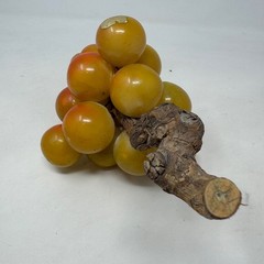 Vtg MCM Genuine Alabaster Grapes Hand Carved Italy Amber Honey Stone Wood Stem