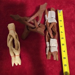 Hand Carved Interlocking Wood Folding Display Stand,2- Sm,1-Lg Tripod Puzzle