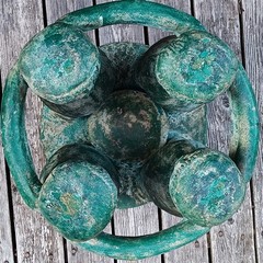 TABLE vtg circle of friends mayan aztec mexican candle garden sculpture western