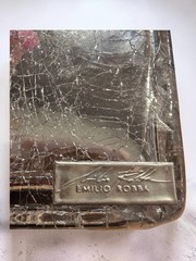 Red Rose Buds Silver Crackle SquareBy Emilio Robba
