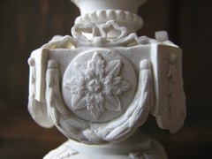 WEDGWOOD 19 C. XRARE VERY ELABORATE PARIAN WITH TROPHIES CANDLESTICK LOOK