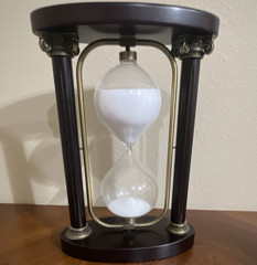 Bombay Traditional Wood & Glass Hourglass Sand Timer, Brown/Clear/White