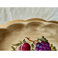 Tray Metal Toleware Beige Hand Painted Nashco New York Fruit Motif