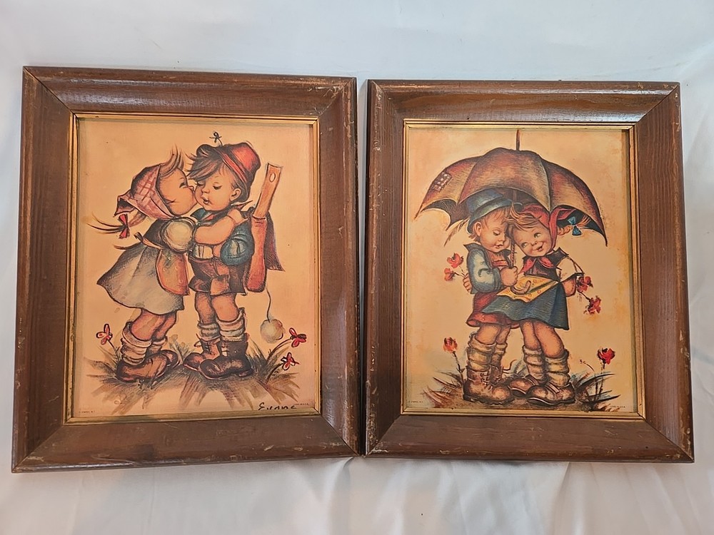 PAIR OF VINTAGE HUMMEL LITHOGRAPHS FRAMED Stapco NY USA 8 X 10