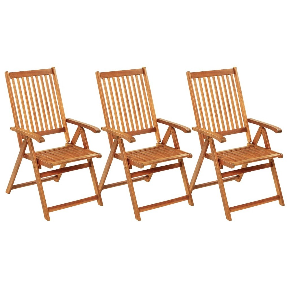 Outdoor Recliner Chairs 3 Pcs Patio Chair with Cushions Solid Wood Acacia vidaXL