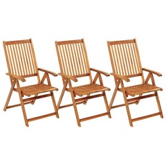 Outdoor Recliner Chairs 3 Pcs Patio Chair with Cushions Solid Wood Acacia vidaXL