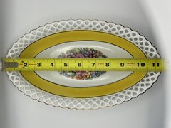 VTG Porcelain HAND-painted Schuman Bavarian Reticulated serving dish 11.5” Rose