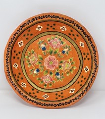 Vtg Artisan Hand Painted Floral Papier Mache Bowl Platter Folk Art Decor
