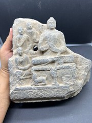 Un Touch Ghandharan Art Ghandhra Teaching Buddha Schist Stone Sculptures Panel