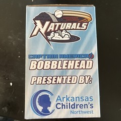 Captain America Bobblehead (6” tall) Northwest Arkansas Naturals give away
