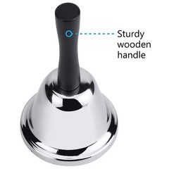 MROCO Loud Hand Bell, Silver Steel Bells for Adults, 1 Count,