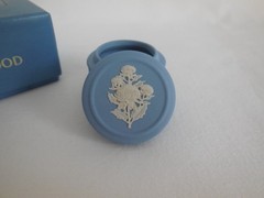 Boxed Wedgwood Blue Jasperware Waratah Flowers Floral Miniature Box