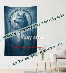 Wolf Dreamcatcher Tapestry 3D relief look Wall Art native decor 39X59 in