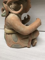 Antique Pre-Columbian Maya Mexican Red Clay Terracotta Pottery Figurine 9”