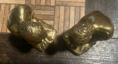 Vtg Rodin Thinker Cast Metal Bronze Finish Bookends Marble Base Art Deco Heavy