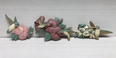 Vintage Set of 3 Hummingbirds Plastic Wall Hanging Decor Made in USA Burwood