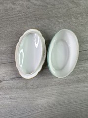 Unbranded Oval Porcelain Glass Trinket Dish Greens Blues 4″